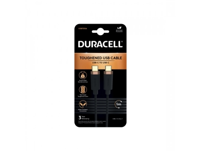 Интерфейсный кабель Duracell USB7030A USB-C to USB-C Черный