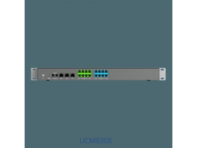 Grandstream UCM6308, IP АТС устройство, 8 портов FXO, 8 портов FXS, Двойной Gigabit Ethernet порт с поддержкой PoE Plus.