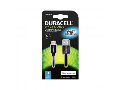 Интерфейсный кабель Duracell USB5012A USB-A to Lightning Черный