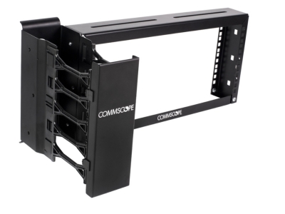 3 in (76 mm) Channel x 9.5 in (239 mm) H - 19 in (482.6 mm) Overhead Patch Panel Rack (6U) 3/8 Sq Punch, with Mini Vertical Cable Management, Black