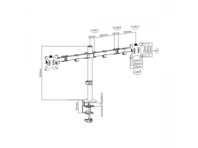 Настольный кронштейн Brateck LDT12-C024N для 2-х мониторов (13