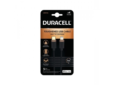 Интерфейсный кабель Duracell USB9012A USB-C to Lightning Черный