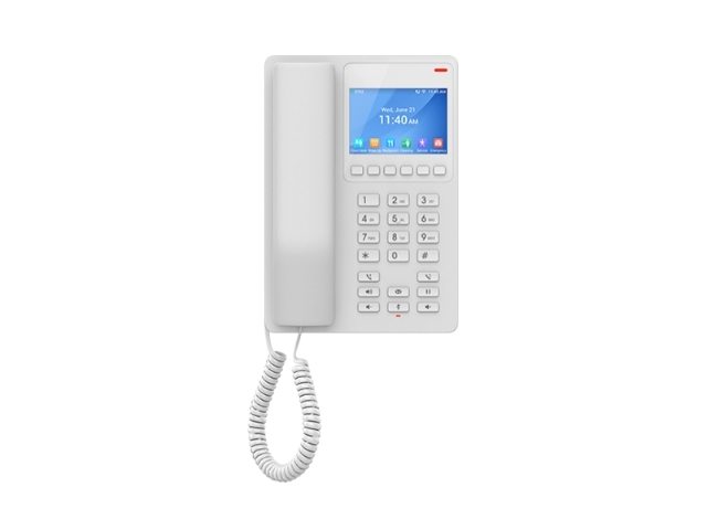 Grandstream GHP630, Компактный гостиничный IP-телефон, 2 учетные записи SIP, 2 линии, 1x Ethernet 10/100 PoE, Цветной ЖК-дисплей 480x320 (3.5