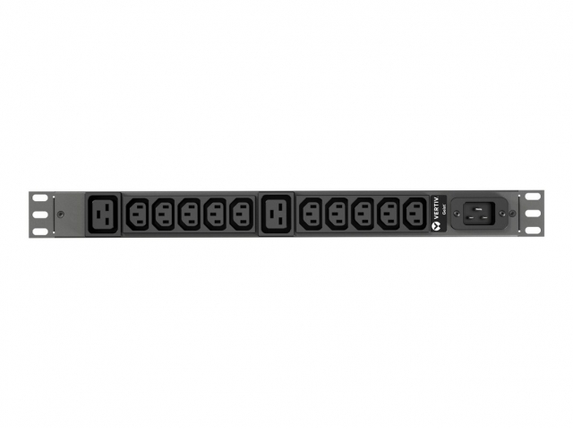 Vertiv Geist Rack PDU, Basic, 1U, input IEC 60320 C20 power inlet 230V 16A, outputs (10)C13 (2)C19