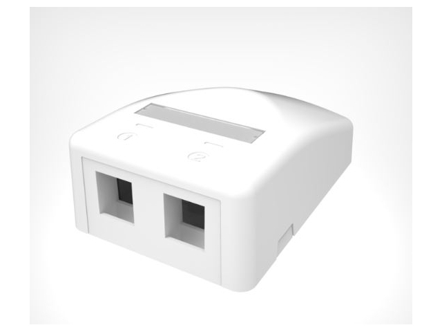 Surface mount box, 2 port, Keystone (for modular jack RJ45 KJ/KJX-6A-series), empty, pro white, SMB-2P-KJ-266