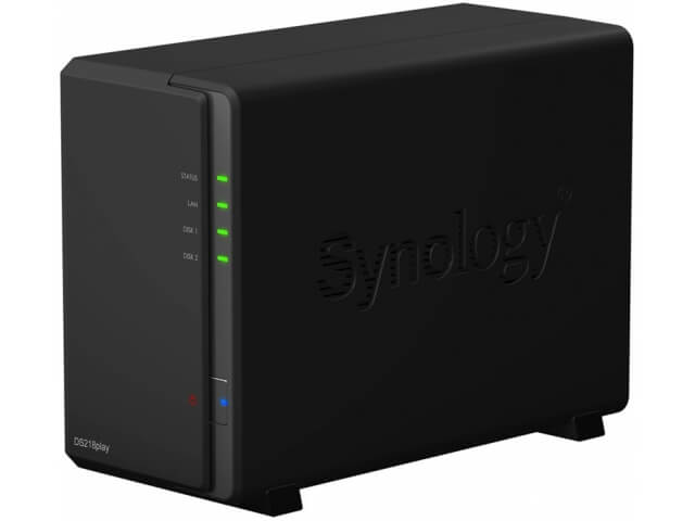 Сетевой NAS-сервер Synology DS218play, 2 отсека для HDD,