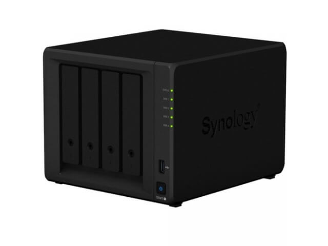 Сетевой NAS-сервер Synology DS918+, 4 отсека для HDD, RAM 4Gb