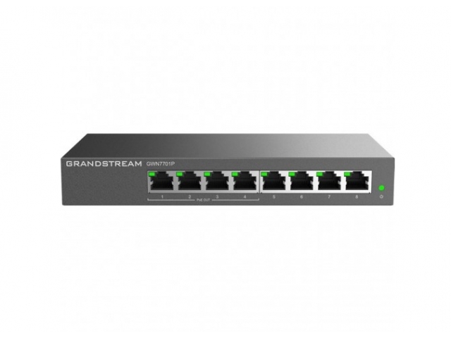 Grandstream GWN7701P, Unmanaged Network Switches, 8-ports Gigabit Ethernet, PoE 4-Ports, Desktop, wall-mount