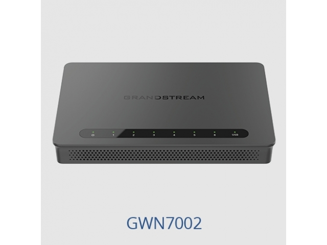 Grandstream GWN7002 Wired Router, 2x SFP, 4x GbE WAN/LAN, 1x PoE-In, 2x PoE-Out, 2.2Gbps NAT routing, 60K NAT sessions, VPN (530Mbps), DPI, SDN