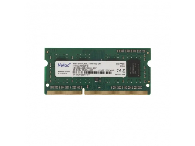 Модуль памяти Netac для ноутбука NTBSD3N16SP-04 DDR3 4GB <PC3-12800/1600MHz>