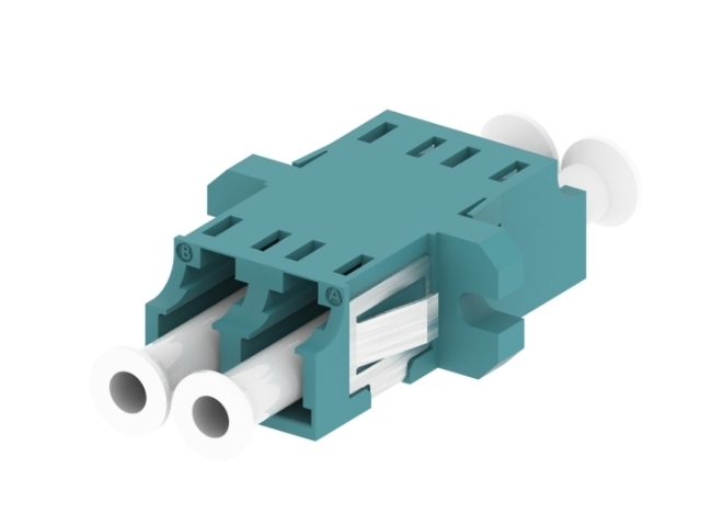 FO Adapter Duplex LC OM3/OM4  with flange aqua