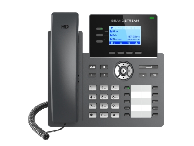 Grandstream GRP2604P, Carrier-Grade IP Phones, 3 lines, 6 SIP accounts, 10 BLF keys, Dual 10/100/1000 Mbps Ethernet ports, HD audio, PoE